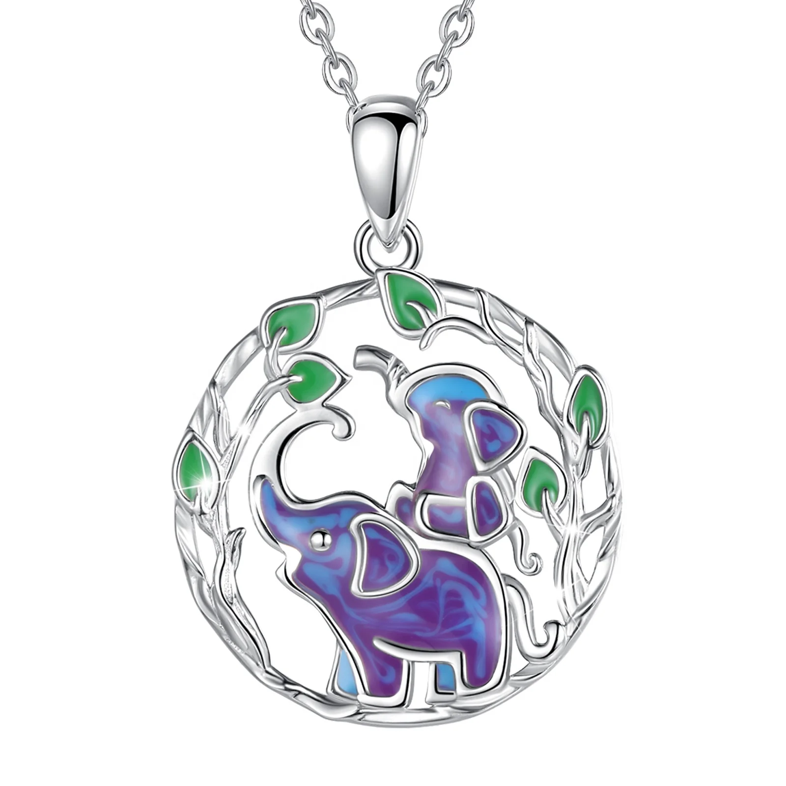 

Merryshine colorful drop oil 925 sterling silver elephant jewelry pendant necklace for mom