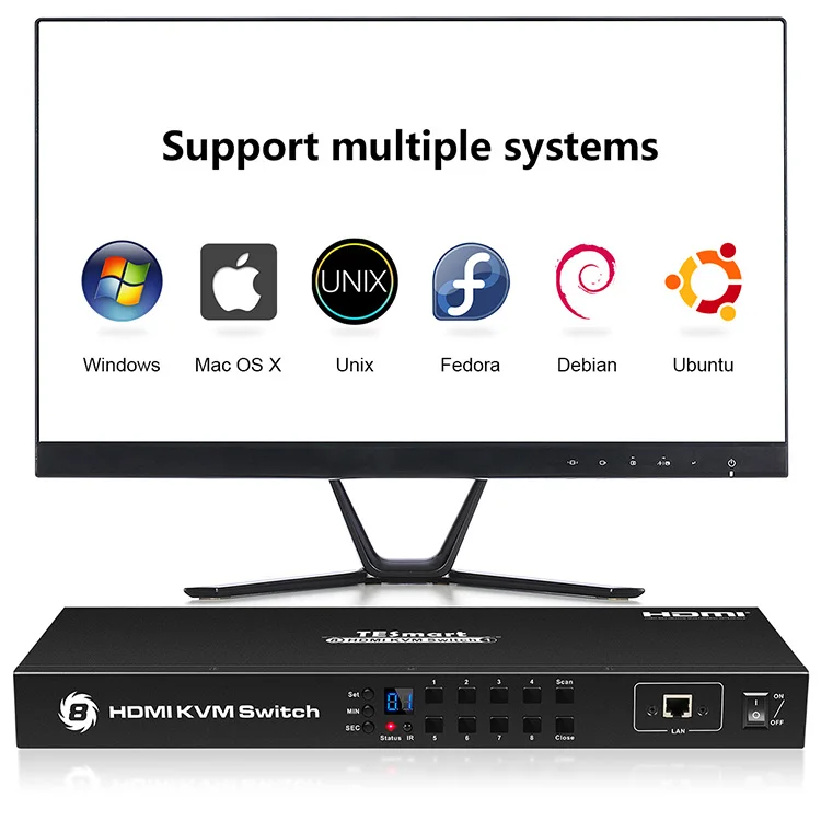 
OEM 8 Port KVM Switch HDMI with Remote USB 4K Audio 