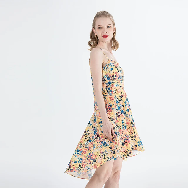 

Women Sexy Casual Sleeveless Flora Flower Spaghetti Strap Bodycon Dresses for Ladies