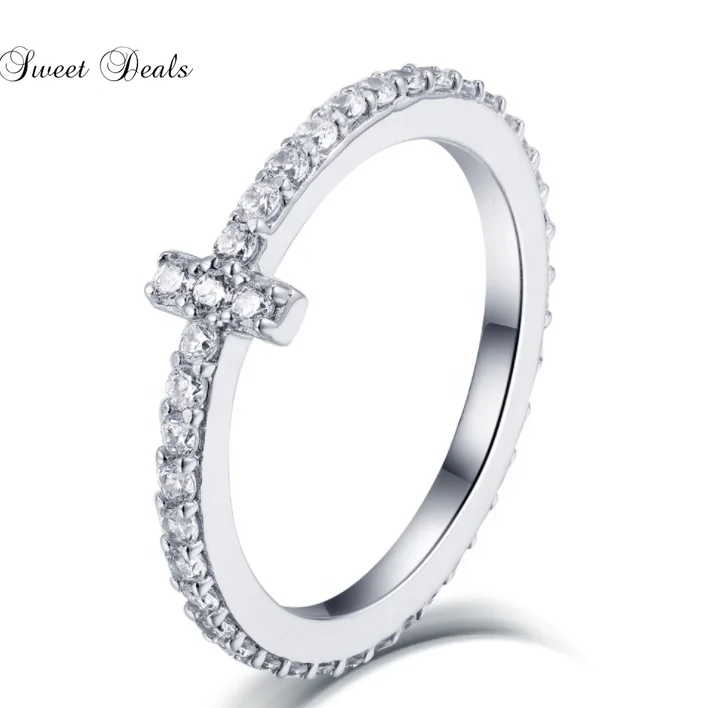 

New Arrival Popular 925 Sterling Silver Faith Cross Shape Finger Rings