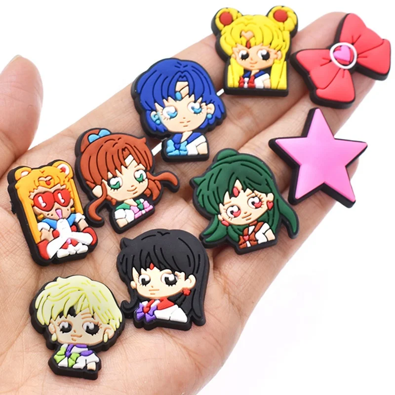 

Anime Croc Charms sailor moon Shoes Charms keychain Soft PVC Decoration Accessories, As pics