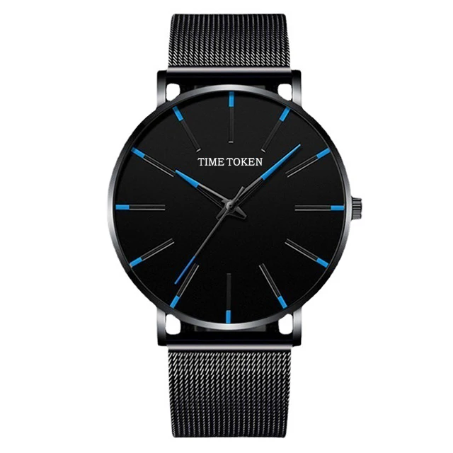 

Minimalist Simple Men Business Stainless Steel Mesh Belt Men's Fashion Ultra Thin Watches Quartz Watch relogio masculino