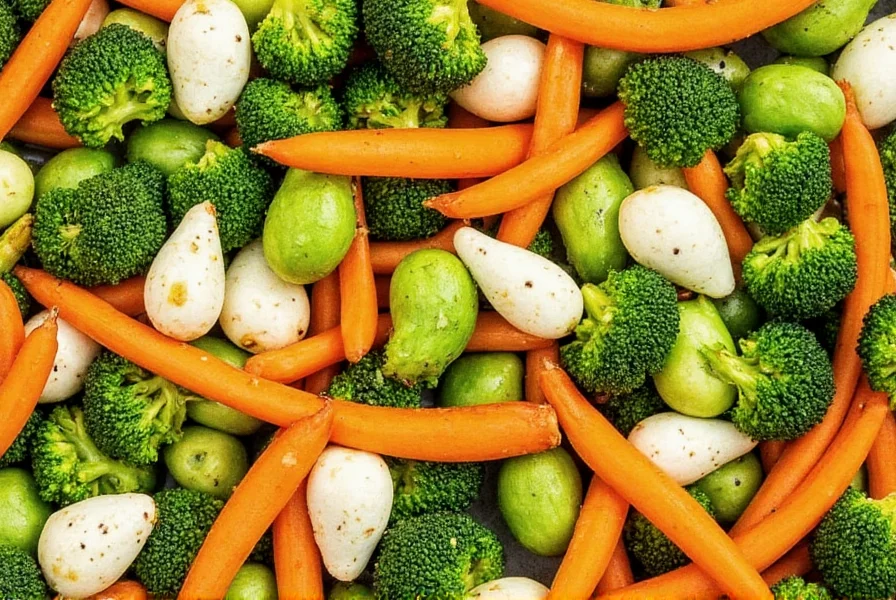 Assorted roasted vegetables with seasoning