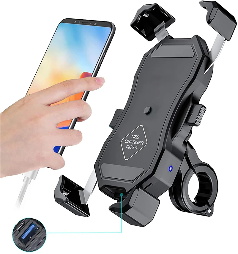 

Bike Holder Stand Waterproof IP67 360 Degree Rotation 12V 24V Motor Bike Accesorries Motorcycle Phone Holder with Charger