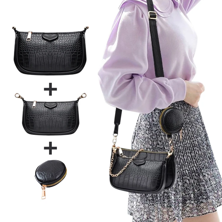 

2022 New Cheap Crocodile Casual Coin Crossbody Bag Set Women Designer Handbags Famous Brands 3 in 1 Crossbody Bag Purses