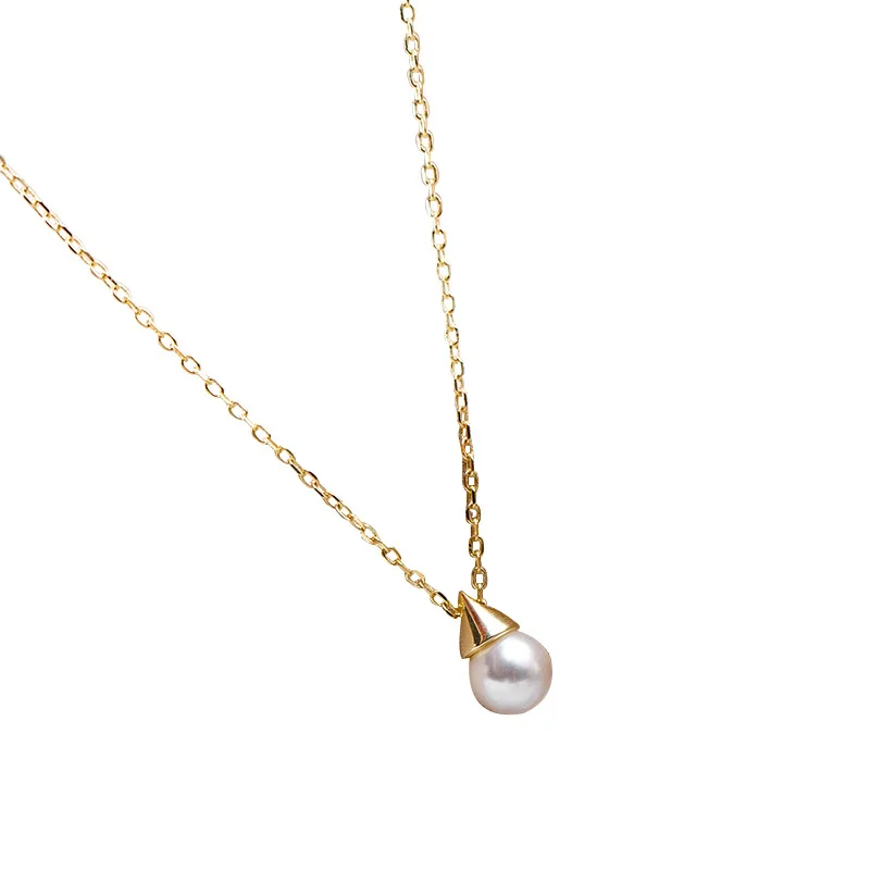 

Dylam Elegant 18K Gold Chain White Shell Filled Tennis Minimalist Women 925 Silver Long Small Pearl Pendant Necklace Jewelry