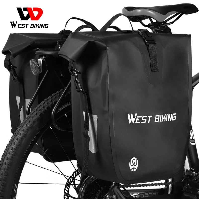 

WEST BIKING 25L Large Waterproof Cycling Bike Pannier Double Rear Rack Travel Saddle Bag Bicycle Pannier Carrier Luggage Bag