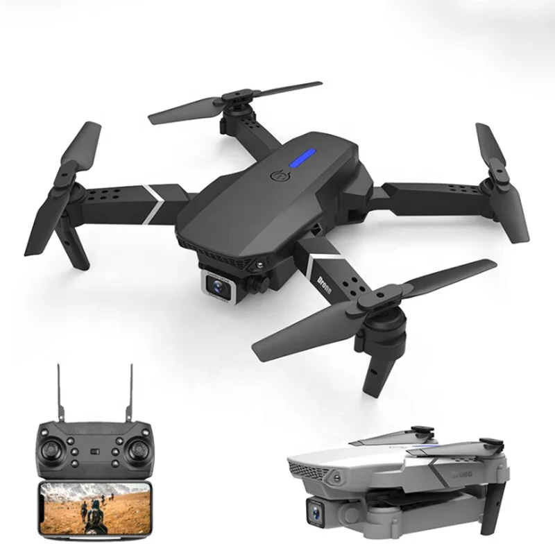 

New 2020 Drone E525 GPS RC Drones with 4K Camera and GPS Optical Flow Long range Drone, Black, white