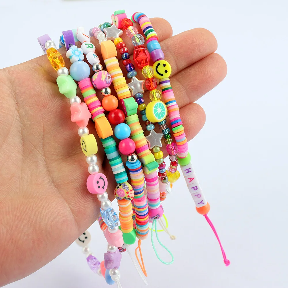 

Various Shapes Materials And Colors Lanyard High Quality Custom Phone Chain Strap Diy Beaded Phone Charm Chain