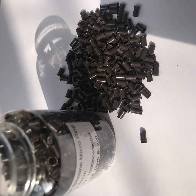 

Micro ring for hair extensions, silicon rings, microring with screwed, Black, white, brown