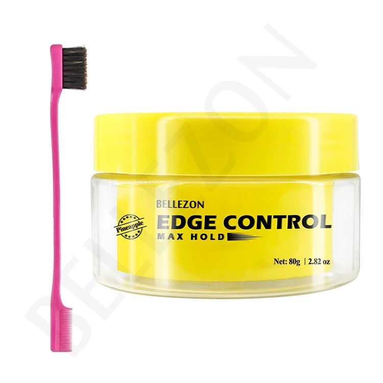 

Private Label Natural Strong Hold Hair Wax Pineapple Edge Control with Brush