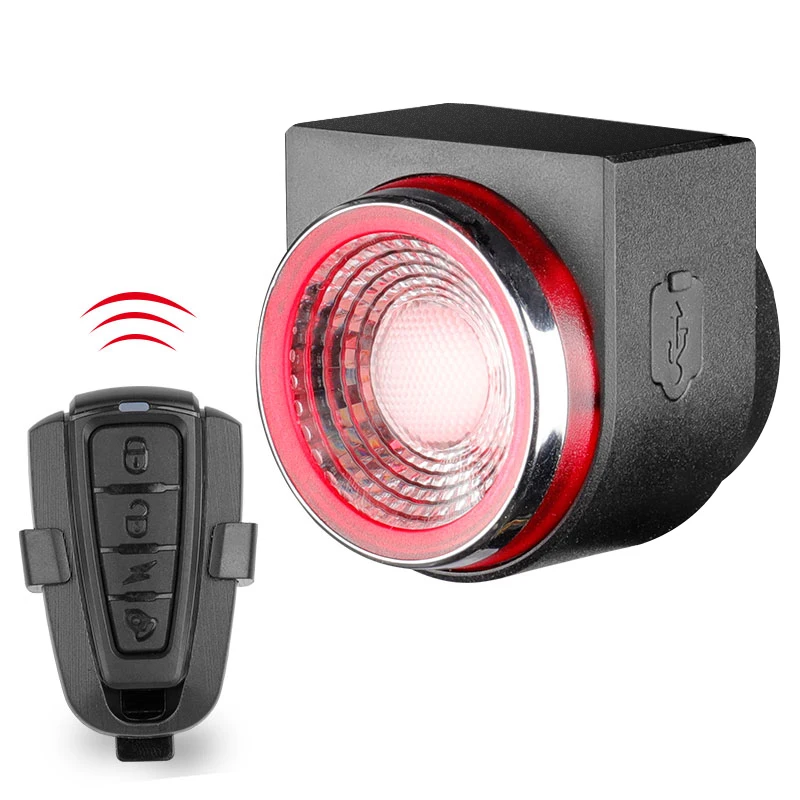 

Antusi A8 Bright Rear Bike Light Indicator Bike Ring Safety Alarm Tail Light, Black