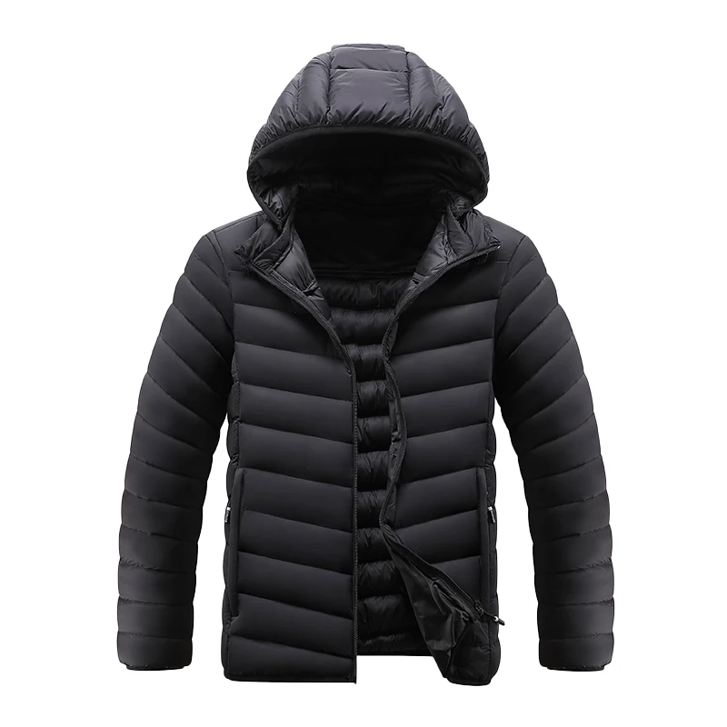 

Filled solid color winter men's outdoor windproof hooded down jacket down jacket