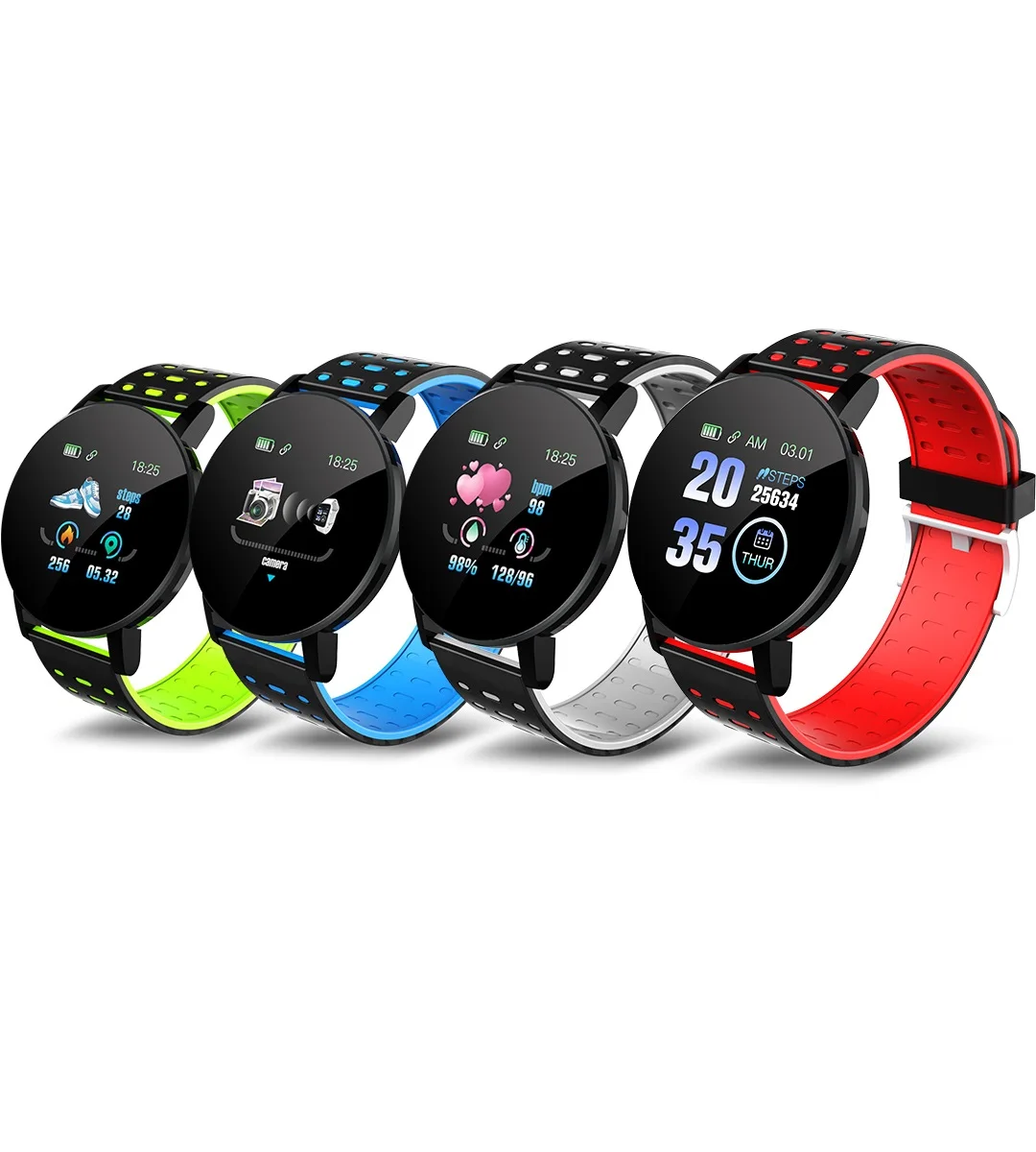 

Round Multi-Color for 119 Plus Smart Watch Heart Rate Exercise Bracelet Fitness Tracker Blood Pressure Monitoring Smartwatch