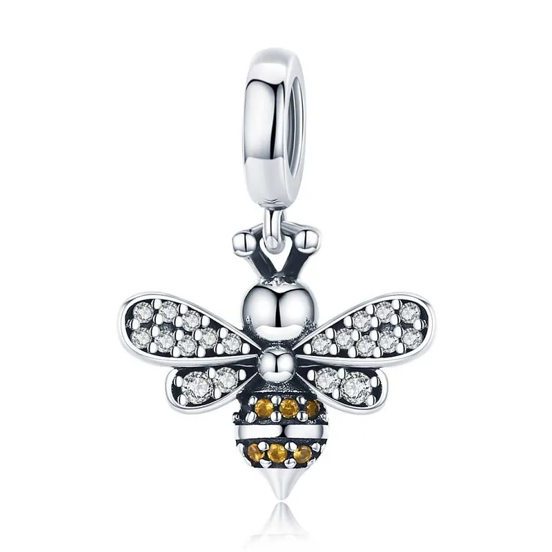 

Wholesales Women Jewelry Charms Pendant Insect Shape Zircon Design 925 Sterling Silver Charms For diy Bracelets Jewelry Making