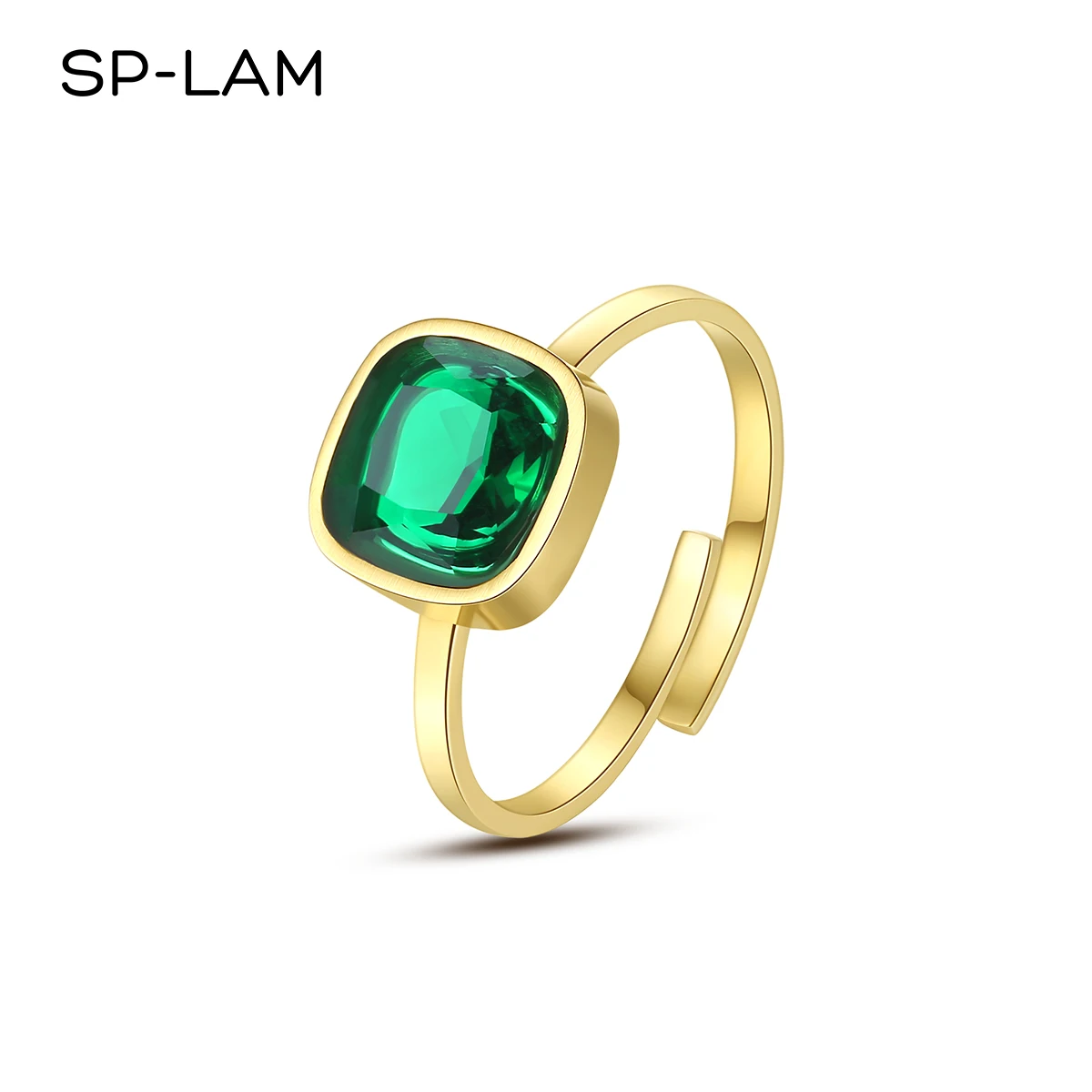 

SP-LAM Custom Championship Simple Emerald Stone Engagement Gold For Woman 18K Mood Ring