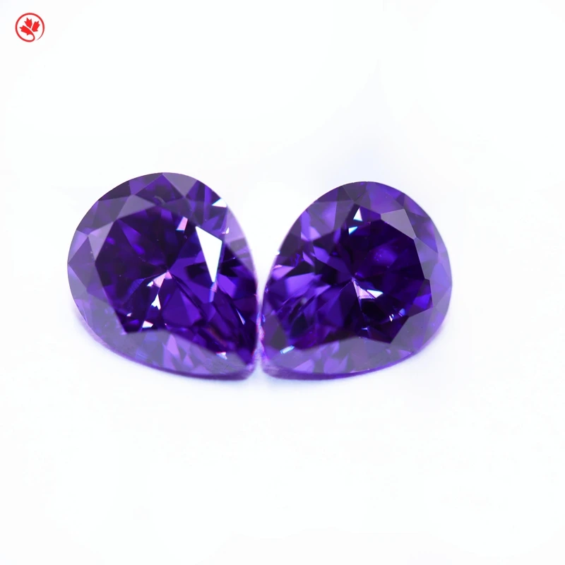 

Wholesale gem cutting machine Violet pear shape cz stone for earring