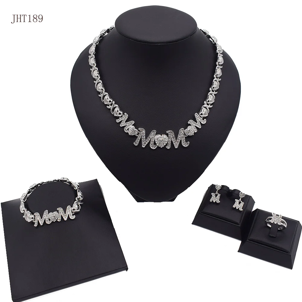 

JHT189 High quality Silver jewelry mother's Day gift mm I love your heart women's silver jewelry set, Platinum