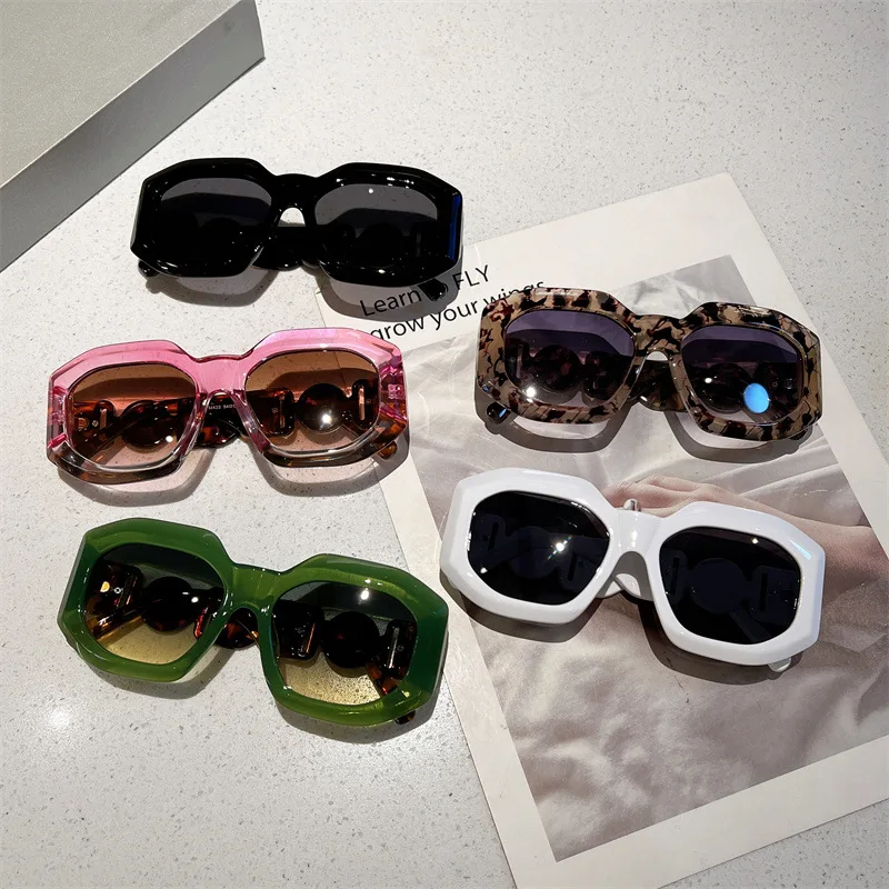 

Imamba 2023 New Brand Oversized Square Sunglasses For Women Vintage Green Gradient Brand Sun Glasses Men Polygon Shades Uv400