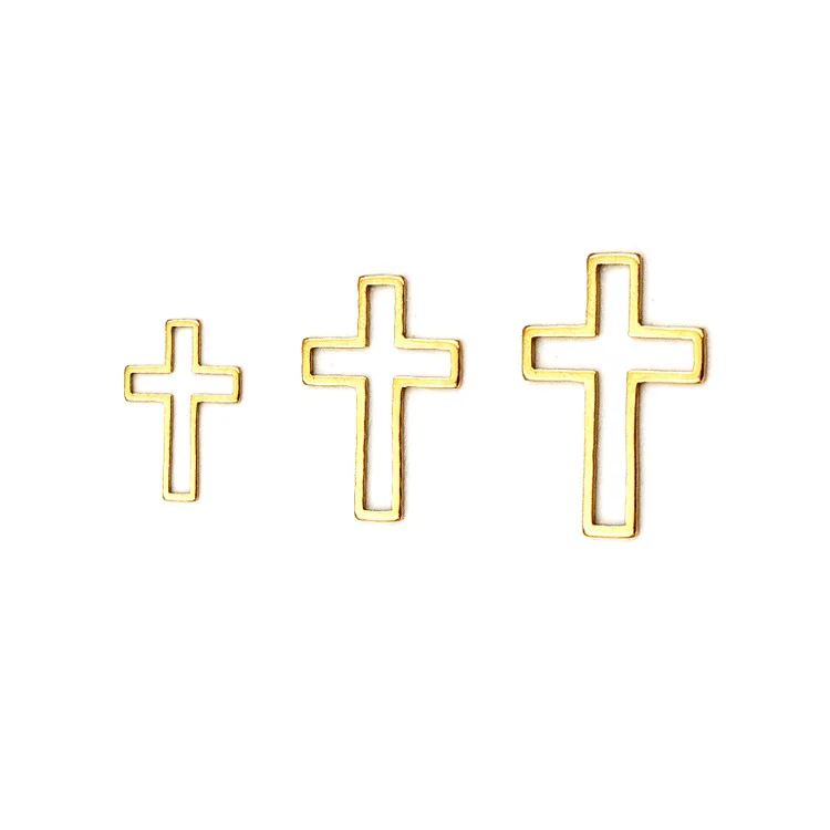 

18k gold plated jewelry making earrings charms earring findings and component hollow cross end pendant