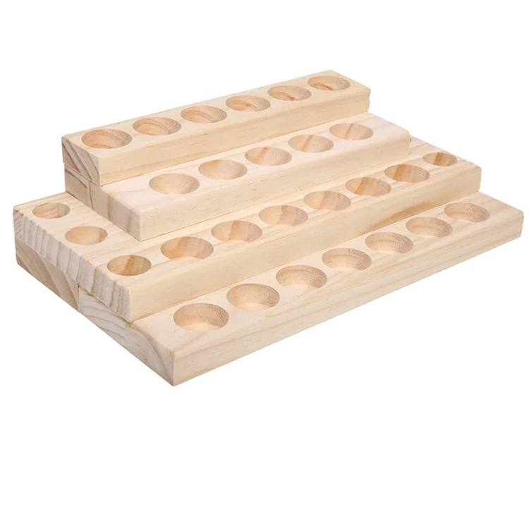 

Warm 4 layer woody essential oil display storage organizer pine frame station, Natural