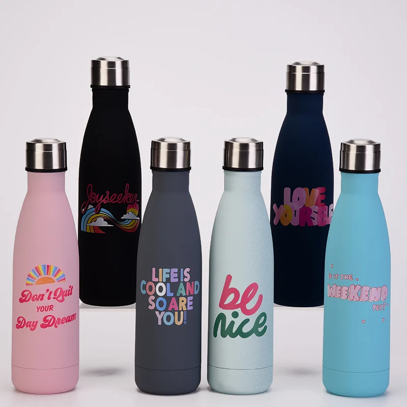 

500ML Double Wall Funny Design Bottle Thermo Vacuum Flasks Insulated Stainless Steel Bottle With Screw Lid Personal Matte Coated