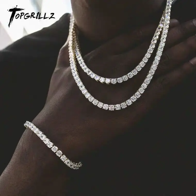 

5 mm fashion alloy rhinestone hip hop 16/18/20/24/30 inch single row unisex tennis necklace, Picture