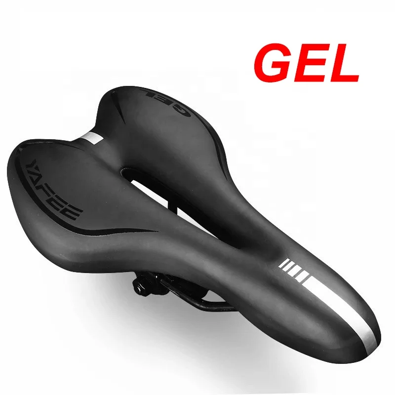 

Bike Saddle Silicone Cushion Cycling Seat PU Leather Surface Silica Filled Gel TimeTrial Comfortable Shockproof Bicycle Saddle, Black