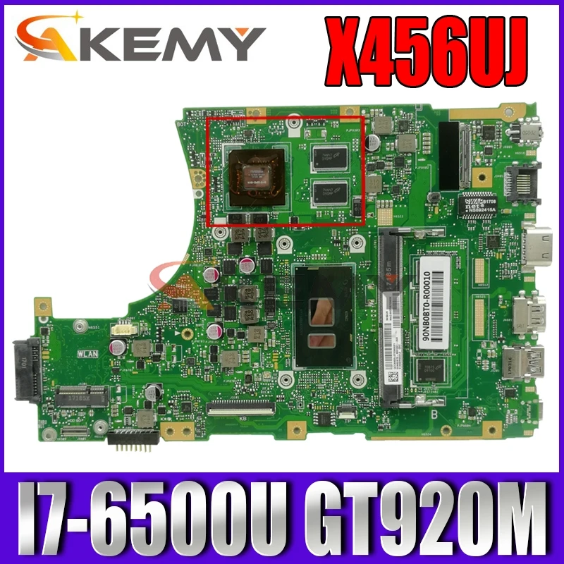 

Akemy X456UJ Laptop motherboard for ASUS X456UJ X456UQ X456UB A456U X456U original mainboard 4GB-RAM I7-6500U GT920M