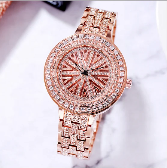 

Rotating watch brand women's watch fashion full diamond waterproof female wristwatch