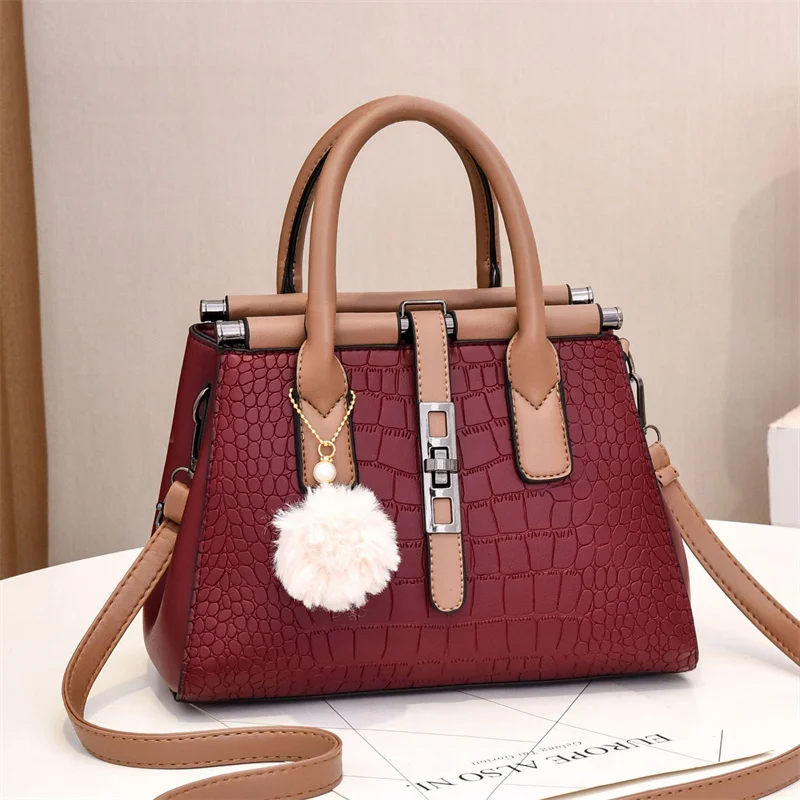 

Fashion female elegant crocodile pattern leather tote bags women handbags ladies shoulder hand bag for women luxury, 13 colors