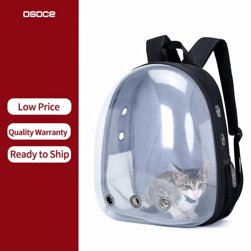 

OSOCE C06 Waterproof Astronaut Space Capsule Transparent Bubble Clear Acrylic Dog Cat Pet Carrier Backpack Bag for Small Animal, Black or red or customize