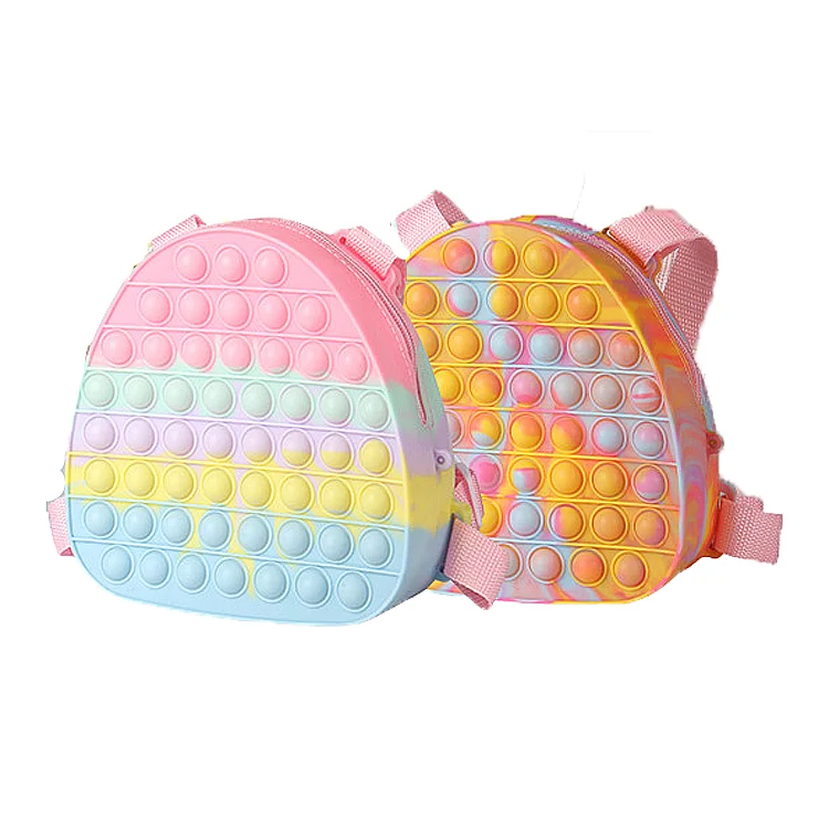 

Wholesale Popular Bubble Sensory Silicone Kids School Bag Pop Fidget Push Bubble Backpack, As per picture