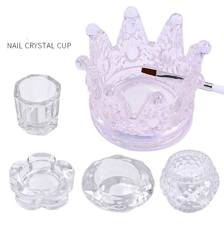 

Wholesale Nail Art Acrylic Liquid Powder Glass Crystal Cup Glassware Nail Art Tools, As picture show