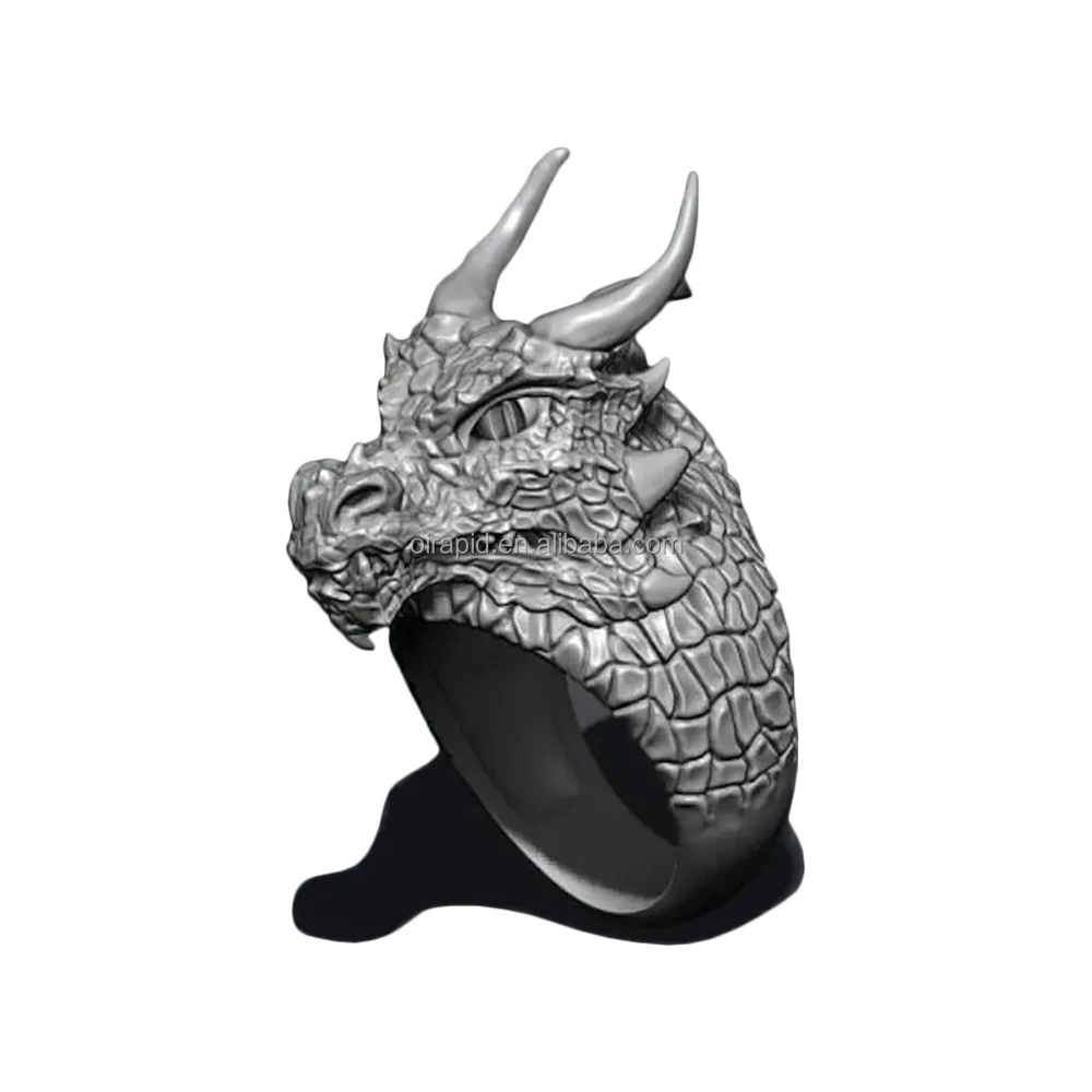 Dragon Ring 3D Metal Printing Model Stainless Steel and Brass CNC Machined for Jewellery 3D Printing Service Available