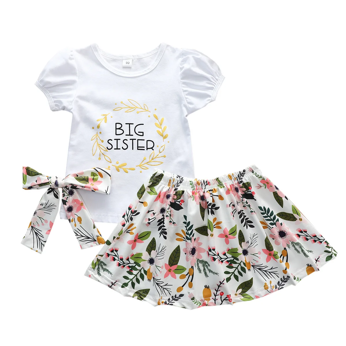 

Toddler Girls Summer Clothing printed Knitted Short Sleeve T-shirts skirt sets baby clothes kids clothing