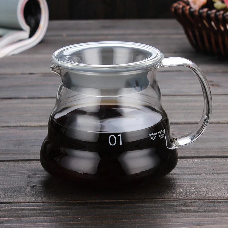 

360ml/600ml/800ml Heat-Resistant Glass Server V60 Coffee Drip Kettle Water Bottle Barista Coffee Jug, Clear