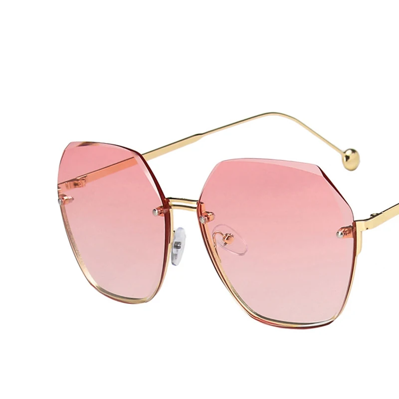 

2021Wholesale New Street Womens Sunglasses Trendy Oversize Square Vintage Rimless Fashionable Shades Metal Eyewears Sunglass