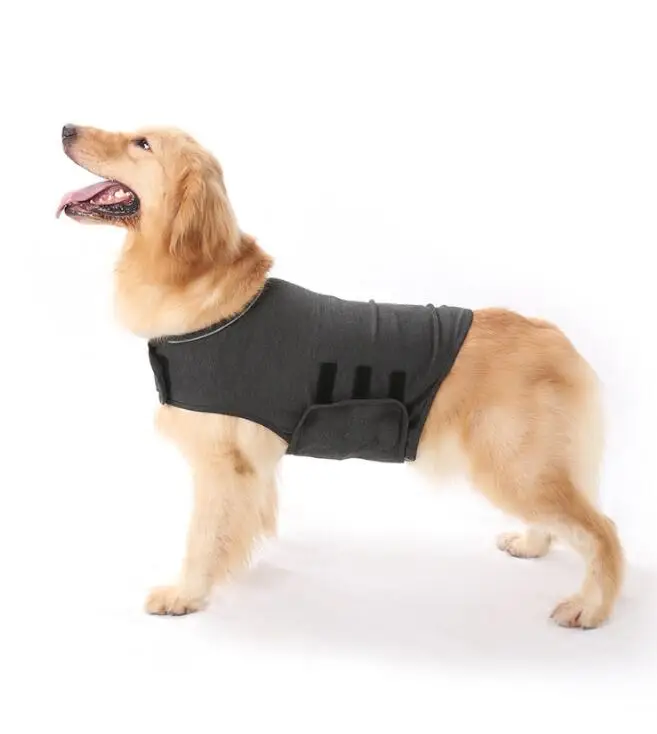 

Amazon Hot Soft Dog Anxiety Jacket Keep Calm Clothes Pets Stress Relief Thunder Shirts, Blue, light gray, dark gray, red