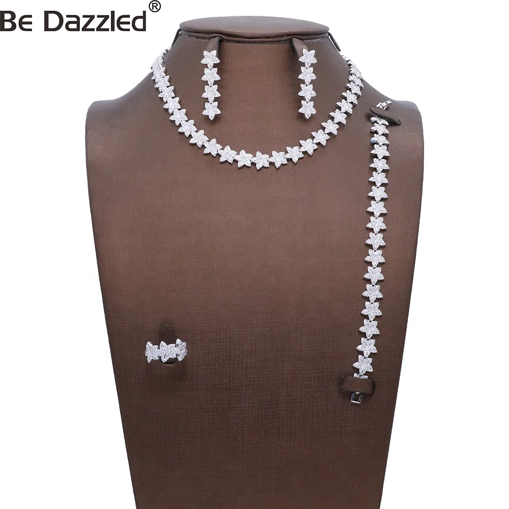 

Dubai Wedding Bridal Jewelry Set Bracelet Ring Earrings And Necklace Set in Jewelry Sets Fashion Zirconia Jewellery for Women