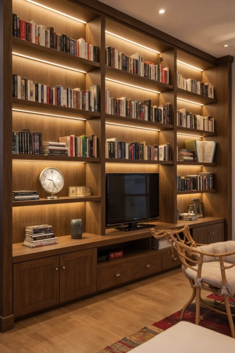 5 bookshelf with lighting ideas that will make your family room glow and be useful