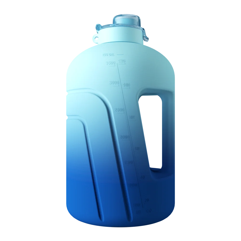 

1 gallon big plastic gym water jug for biking running workout BPA free plastic sport water bottle