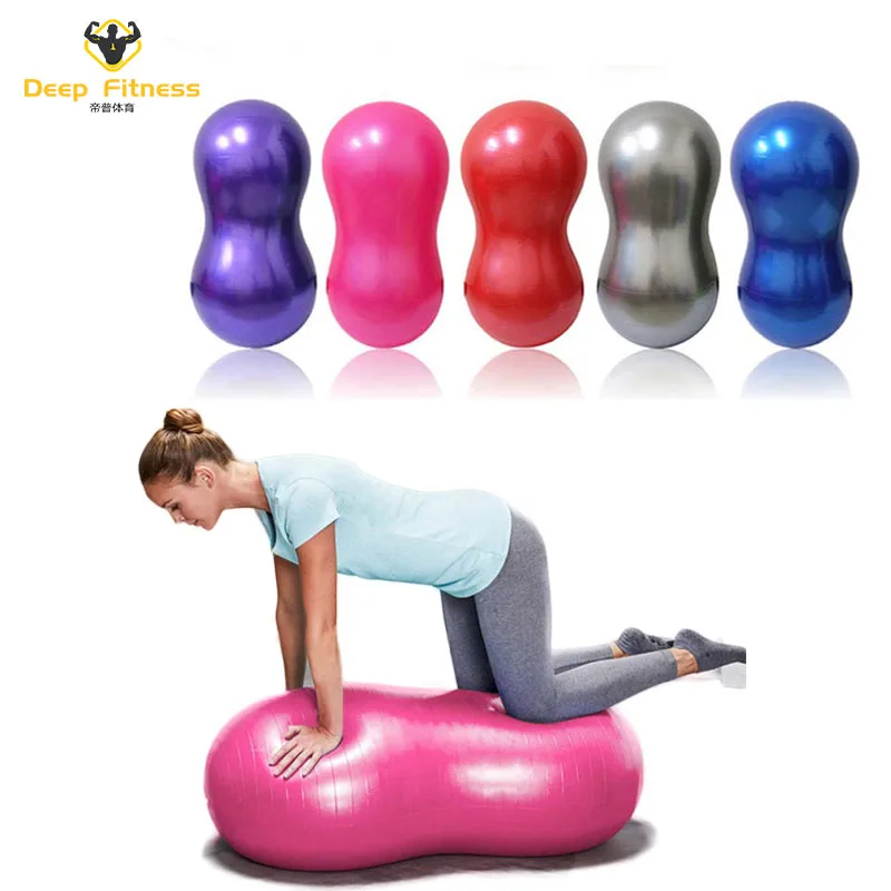 

Premium anti-burst peanut exercise ball PVC  stability training yoga ball, Blue/purple/pink/red/silver