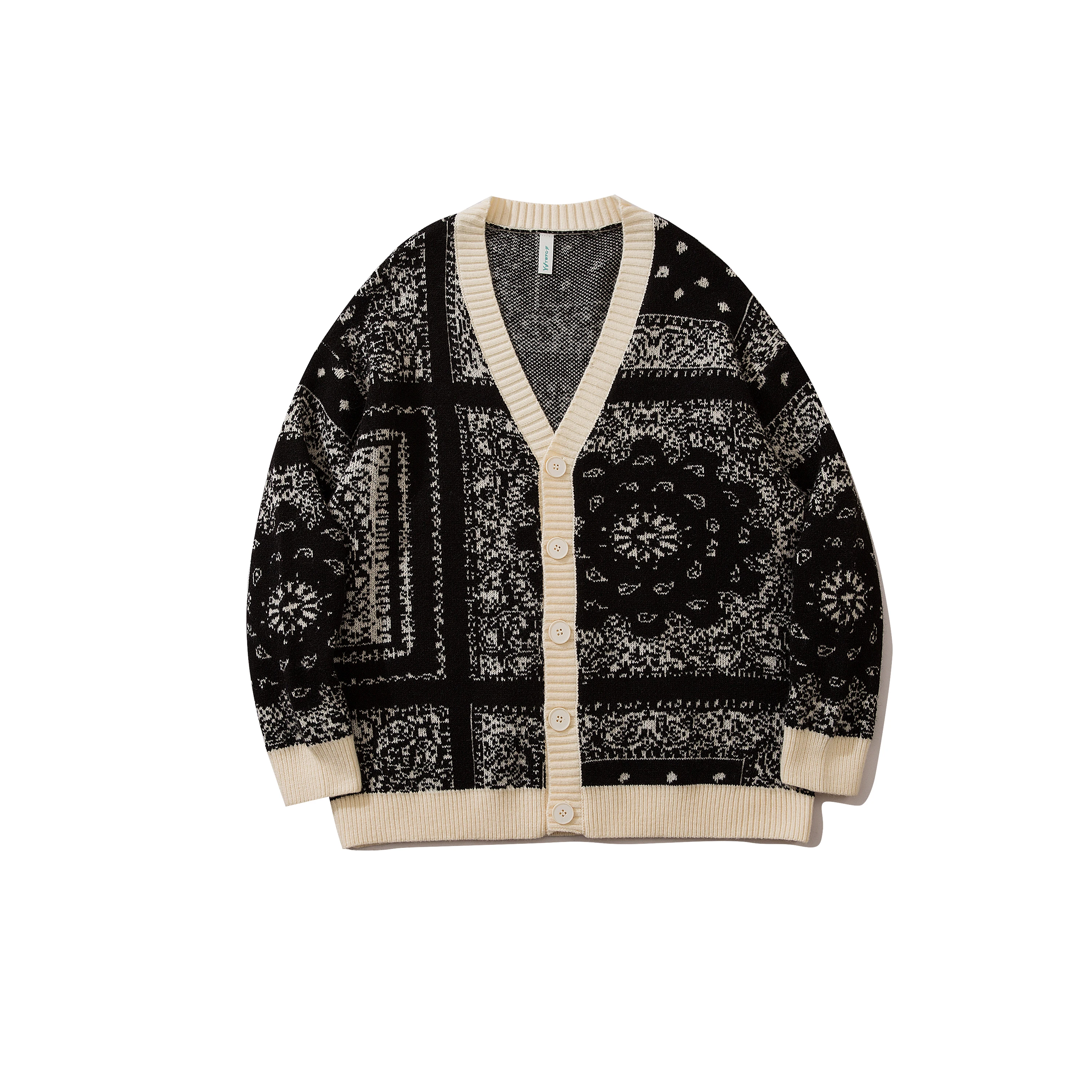 

2021 RTS Top Fashion Knitted Pullover Jacquard V-neck Men's Casual Cardigan Sweater