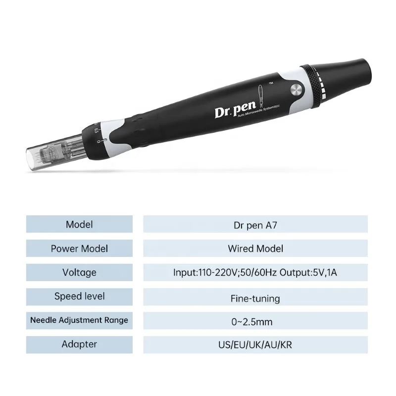 

Fast Delivery Electric Dr Pen A7 For Hair Loss Skin Rejuvenation Nano Needling 0.75mm Meso Derma Pen, Silver