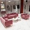 custom modern 2 seater 3 piece furniture pink chesterfield velvet sofa set