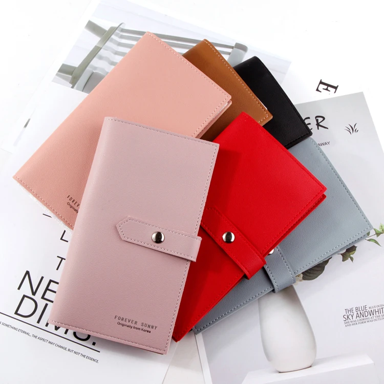 

Korean fashion long designer Pu leather card wallet ladies zipper wallet purse, Pink,brown,black,red,blue