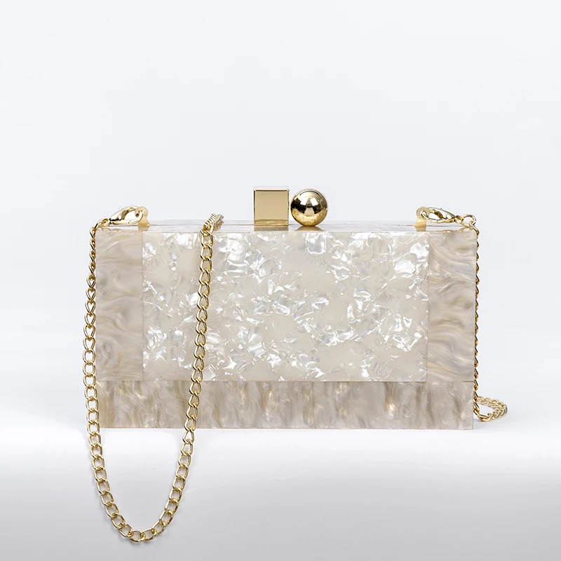 

Hot Sale Marble Ice Crack Acrylic Clutch Unique One-Shoulder Crossbody Chain Box Bag Luxury Evening Bag, Picture color