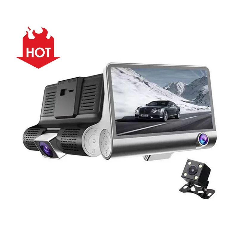 

Hottest Three Cameras Dashboard Camera Car Black Box 4.0 Inch 3 Lens Car DVR Front and Rear 1080P Dual Dash Cam Car Camera