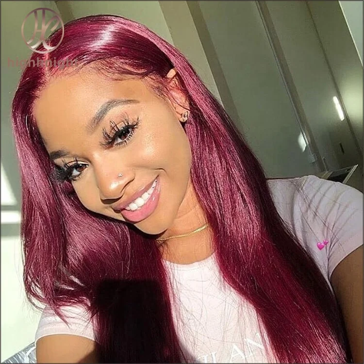 

Burgundy 99J 13*6 Deep Part Lace Front Human Hair Wigs With Baby Hair Straight Pre Plucked Hairline Wig Brazilian Hair Wigs